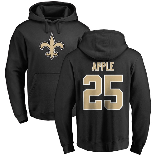 Men New Orleans Saints Black Eli Apple Name and Number Logo NFL Football 25 Pullover Hoodie Sweatshirts